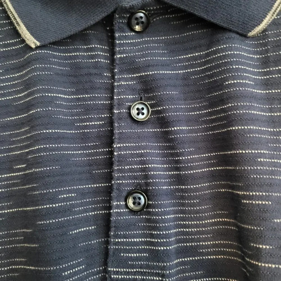 Robert Graham Mens Polo T-Shirt Size L Blue Striped Cotton Short Sleeve Collared - Picture 9 of 10